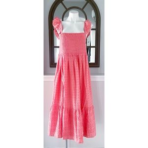 Nanette Lepore Embroidered Eyelet Smocked Tiered Dress, Size 14 New w/Tag $148